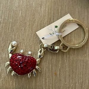 Kate Spade Pinch Me Faux Pearl Crab Keychain Bag Charm KB604 New without tags